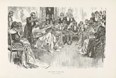 The salons of New York – At Mrs Flat Sharp’s av Charles Dana Gibson