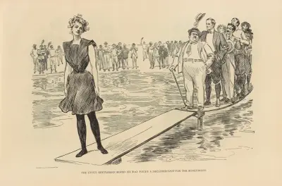Der korpulente Herr hoffte, ein abgelegenes Plätzchen für die Flitterwochen gefunden zu haben, 1893 von Charles Dana Gibson