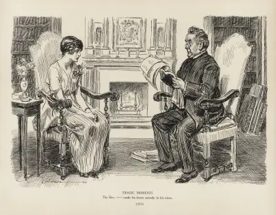 Tragische Momente – Der Pfarrer – liest seiner Nichte seine neueste Komödie vor von Charles Dana Gibson