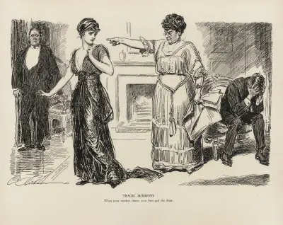 Tragic moments – When your mother shows your best girl the door av Charles Dana Gibson