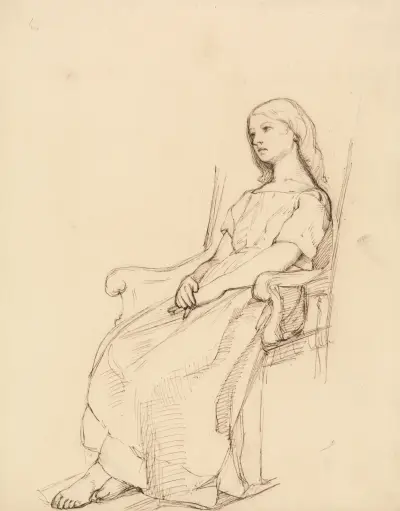 Study of a Young Girl, Seated av Daniel Maclise