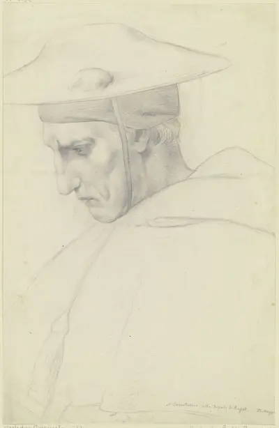 Der Heilige Bonaventura aus Raffaels Disputa av Moritz Daniel Oppenheim