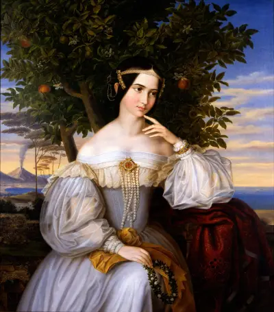 Marriage Portrait of Charlotte de Rothschild av Moritz Daniel Oppenheim