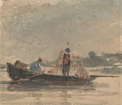 Fischer beim Netzeziehen von David Cox