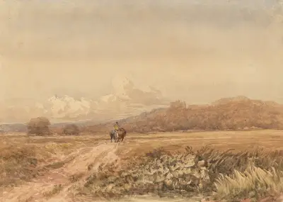 Ryttare på en väg, nära Bolsover Castle, Derbyshire av David Cox