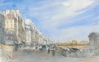 Pont Neuf from the Quai de l’Ecole, Paris av David Cox