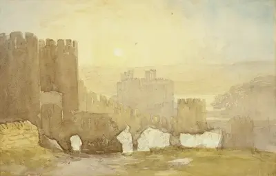 Sonnenaufgang, Conway Castle von David Cox