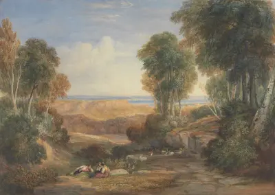 The Junction of the Severn and the Wye with Chepstow in the Distance av David Cox