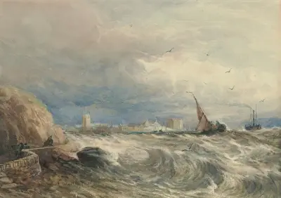 Vy över Beaumaris, Anglesey, Wales av David Cox