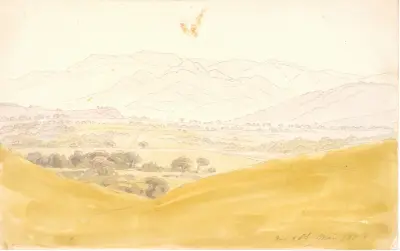 Bohemian Landscape with the Mittelgebirge av Caspar David Friedrich