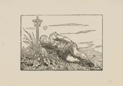 Śpiący chłopiec na grobie, Caspar David Friedrich