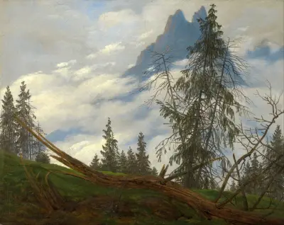 Mountain Peak with Drifting Clouds av Caspar David Friedrich