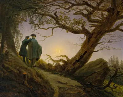 Two Men Contemplating the Moon av Caspar David Friedrich