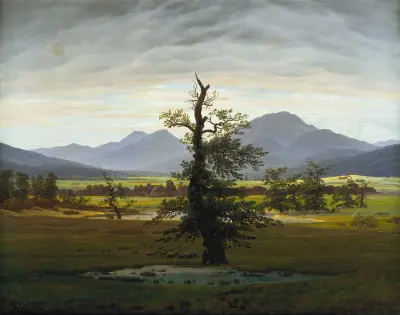 Village Landscape in Morning Light (The Lone Tree) av Caspar David Friedrich