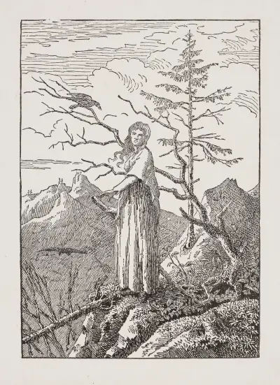Woman with Raven at the Abyss von Caspar David Friedrich