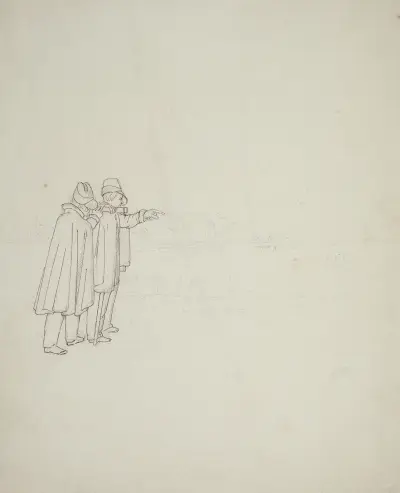 Zwei Männer auf das Meer weisend von Caspar David Friedrich