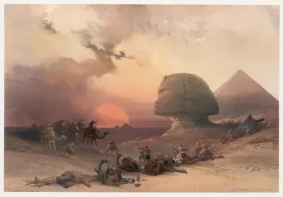 Approach of the simoom. Desert of Gizeh. av David Roberts