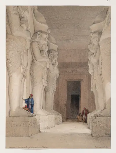 Excavated Temple of Gyrshe [Gerf Hussein], Nubia. av David Roberts