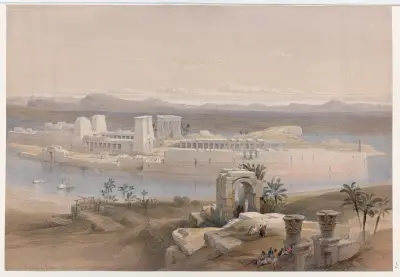 General view of the Island of Philæ, Nubia. Nov. 18th, 1838. av David Roberts