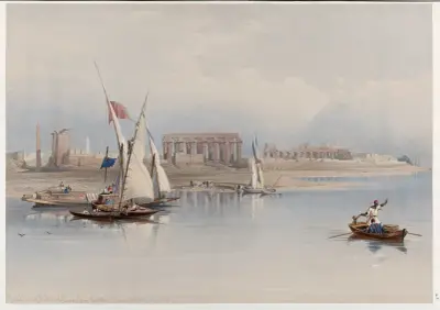 Allmän vy över Luxors ruiner, från Nilen. 1838. av David Roberts