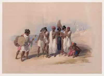 Grupp av nubier, Wady Kardasey [Qirtâsî] av David Roberts