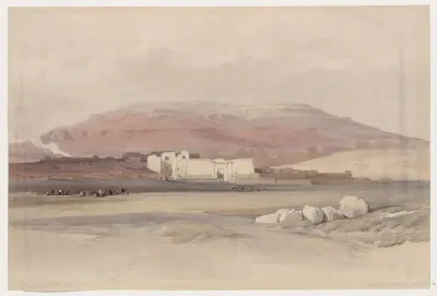Medint [sic] Abou [Medinet Habu], Thebes. Dec. 8th, 1838. av David Roberts