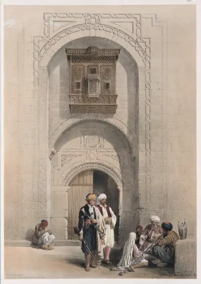 Modern mansion, showing the arabesque architecture of Cairo. av David Roberts