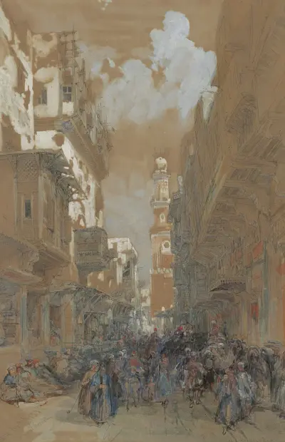 Moské, El Mooristan, Kairo, Egypten av David Roberts