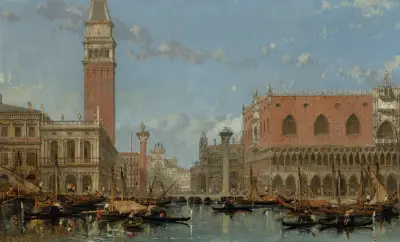 Piazza of St Mark från kanalen, Venedig av David Roberts
