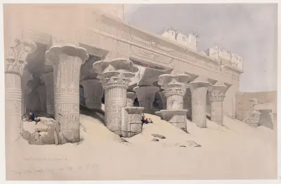Portico of the Temple of Edfou [Idfû], Upper Egypt. Nov. 23rd, 1838. av David Roberts