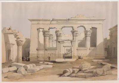 Portico of the Temple of Kalabshi [Kalâbishah]. av David Roberts