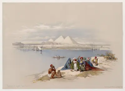 Pyramiderna vid Giza, från Nilen av David Roberts