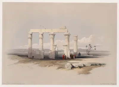 Lämningar av Medamouts tempel i Thebe av David Roberts