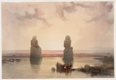 Kolosserna på Memnon vid Thebe under översvämningen av David Roberts