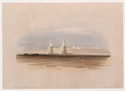 Kolosserna på Memnon, Thebe. 4 dec. 1838 av David Roberts