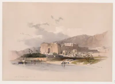 Kalabshee tempel [Kalabsha, Kalâbishah], Nubien. November 1838. av David Roberts