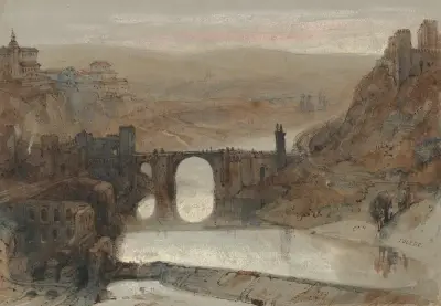 Bron i Toledo nära Madrid, Spanien av David Roberts