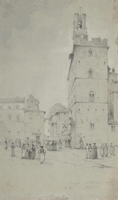 The Palazzo dei Priori, Volterra av David Roberts