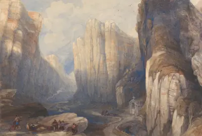 The Pass of Pancorbo, The Pyrenees av David Roberts