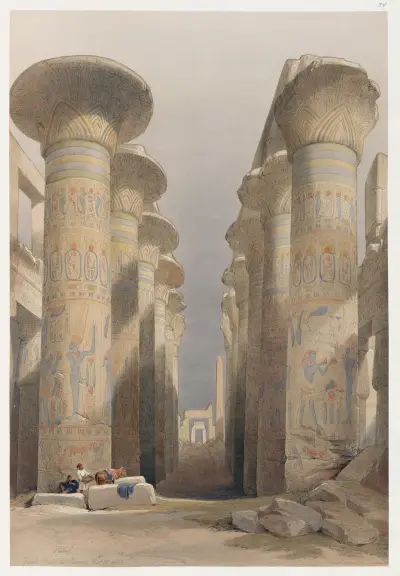 Thebes. Stora hallen i Karnak. 28 nov. 1838. av David Roberts