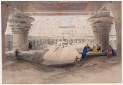 Vy från portiken vid Edfu-templet, Övre Egypten av David Roberts