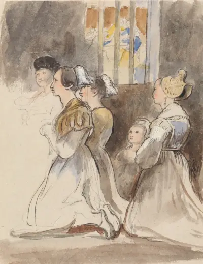 A Group of Women at Mass av Sir David Wilkie