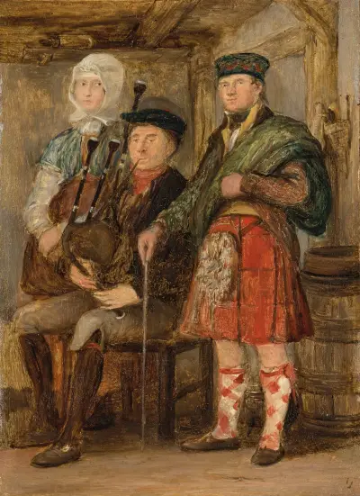 Ein Hochlandinterieur mit einem Dudelsackspieler von Sir David Wilkie