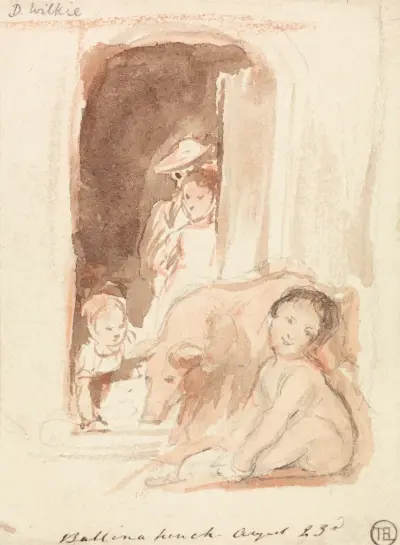 Children with Pig at a Doorway in Ballynahinch, Ireland av Sir David Wilkie
