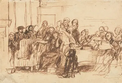 Skiss till 'Att läsa testamentet' av Sir David Wilkie
