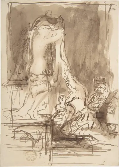 Studie till 'Bruden vid sin toalett på sin bröllopsdag' av Sir David Wilkie