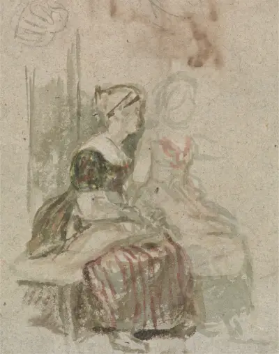 Studie till 'The Penny Wedding' av Sir David Wilkie