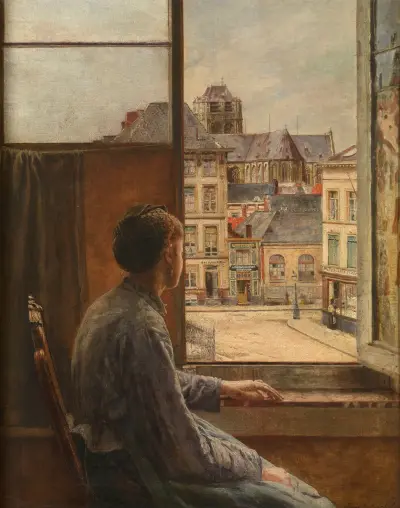 The Teniersplaats in Antwerp av Henri de Braekeleer