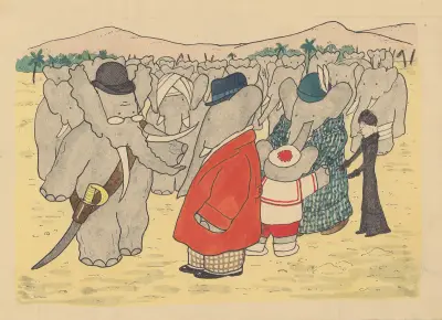 Babar reser, plansch 17 av Jean de Brunhoff