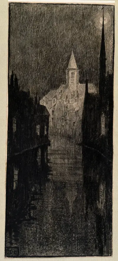 Teckning till 'En ville morte' av Franz Hellens av Jules De Bruycker